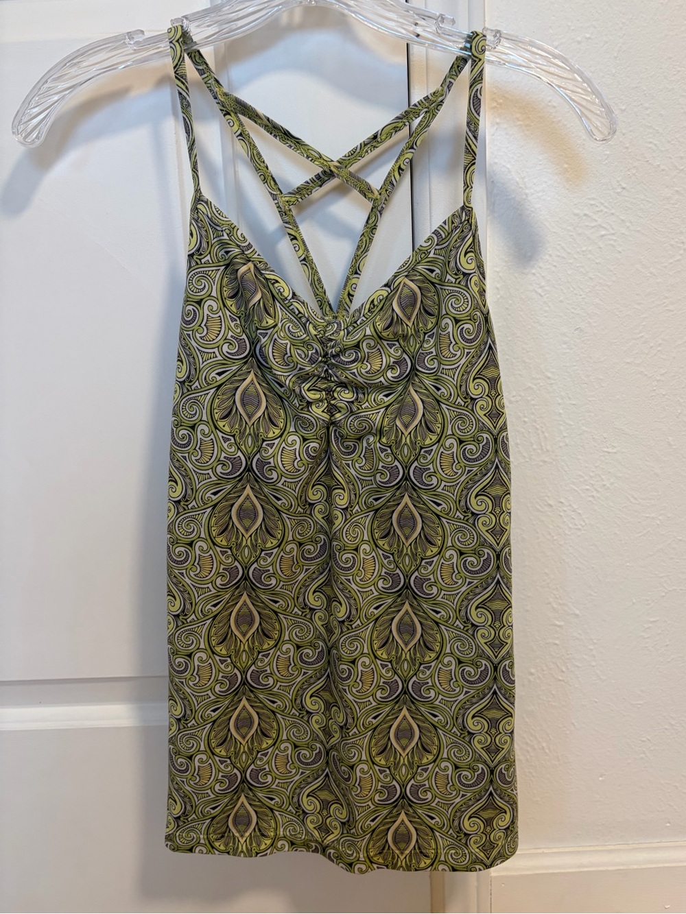 Prana Green Patterned Strappy Tank Top